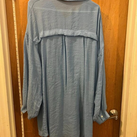 Size 4X - Lightweight Cornflower Blue Long Sleeve Button-Down - Picture 6 of 10